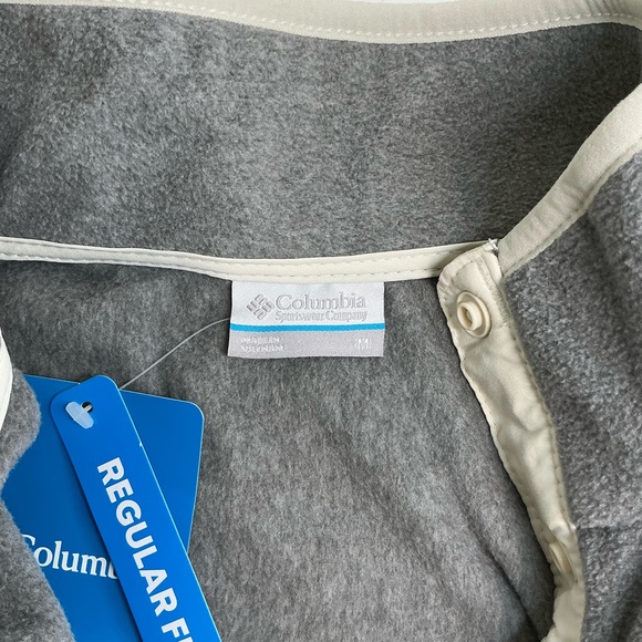 Columbia Chalk City Gray Heather Fleece Half Snap Jacket Medium - Picture 4 of 10